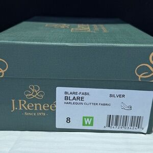 J. Renee Blare Harlequin Glitter Shoes, size 8w, silver, never been worn